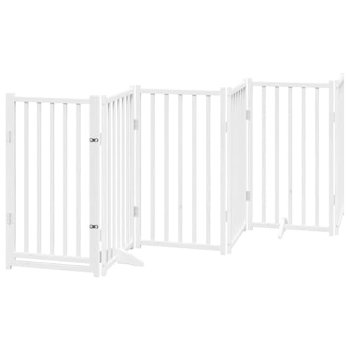 vidaXL Hundetor 6-TLG., Hundegitter Faltbar mit Tür Stützbeine, Schutzgitter für Wohnzimmer Küche Treppe, Haustiertor Türschutzgitter, Weiß Massivholz Tanne vidaXL Hundetor 6-TLG., Hundegitter Faltbar mit Tür Stützbeine, Schutzgitter für Wohnzimmer Küche Treppe, Haustiertor Türschutzgitter, Weiß Massivholz Tanne von vidaXL