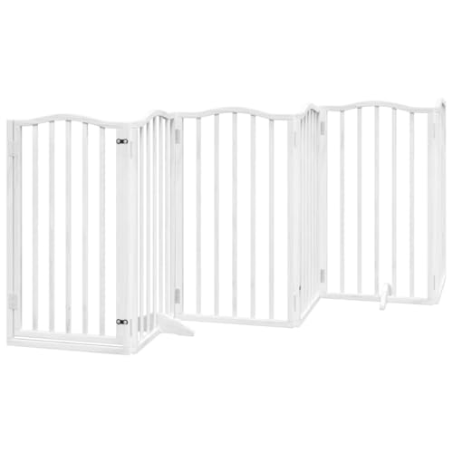 vidaXL Hundetor 6-TLG., Hundegitter Faltbar mit Tür Stützbeine, Schutzgitter für Wohnzimmer Küche Treppe, Haustiertor Türschutzgitter, Weiß Pappelholz vidaXL Hundetor 6-TLG., Hundegitter Faltbar mit Tür Stützbeine, Schutzgitter für Wohnzimmer Küche Treppe, Haustiertor Türschutzgitter, Weiß Pappelholz von vidaXL