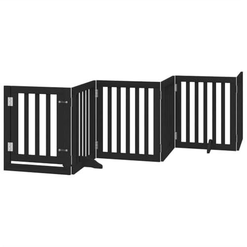 vidaXL Hundetor mit Tür 12-TLG., Absperrgitter Hunde, Treppenschutzgitter mit Füßen, Freistehendes Haustiertor Hundegitter Schutzgitter Faltbar, Schwarz 600cm Pappelholz vidaXL Hundetor mit Tür 12-TLG., Absperrgitter Hunde, Treppenschutzgitter mit Füßen, Freistehendes Haustiertor Hundegitter Schutzgitter Faltbar, Schwarz 600cm Pappelholz von vidaXL