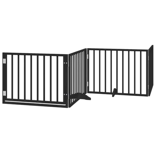 vidaXL Hundetor mit Tür 6-TLG., Absperrgitter Hunde, Treppenschutzgitter mit Füßen, Freistehendes Haustiertor Hundegitter Schutzgitter Faltbar, Schwarz 480cm Pappelholz vidaXL Hundetor mit Tür 6-TLG., Absperrgitter Hunde, Treppenschutzgitter mit Füßen, Freistehendes Haustiertor Hundegitter Schutzgitter Faltbar, Schwarz 480cm Pappelholz von vidaXL