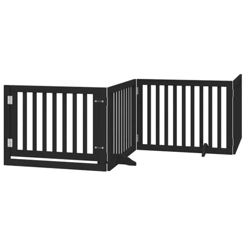 vidaXL Hundetor mit Tür 8-TLG., Absperrgitter Hunde, Treppenschutzgitter mit Füßen, Freistehendes Haustiertor Hundegitter Schutzgitter Faltbar, Schwarz 640cm Pappelholz vidaXL Hundetor mit Tür 8-TLG., Absperrgitter Hunde, Treppenschutzgitter mit Füßen, Freistehendes Haustiertor Hundegitter Schutzgitter Faltbar, Schwarz 640cm Pappelholz von vidaXL