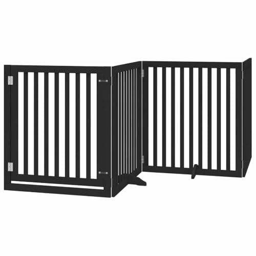 vidaXL Hundetor mit Tür 8-TLG., Absperrgitter Hunde, Treppenschutzgitter mit Füßen, Freistehendes Haustiertor Hundegitter Schutzgitter Faltbar, Schwarz 640cm Pappelholz vidaXL Hundetor mit Tür 8-TLG., Absperrgitter Hunde, Treppenschutzgitter mit Füßen, Freistehendes Haustiertor Hundegitter Schutzgitter Faltbar, Schwarz 640cm Pappelholz von vidaXL