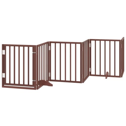vidaXL Hundetor mit Tür 9-TLG., Absperrgitter Hunde, Treppenschutzgitter mit Füßen, Freistehendes Haustiertor Hundegitter Schutzgitter Faltbar, Braun 450cm Pappelholz vidaXL Hundetor mit Tür 9-TLG., Absperrgitter Hunde, Treppenschutzgitter mit Füßen, Freistehendes Haustiertor Hundegitter Schutzgitter Faltbar, Braun 450cm Pappelholz von vidaXL