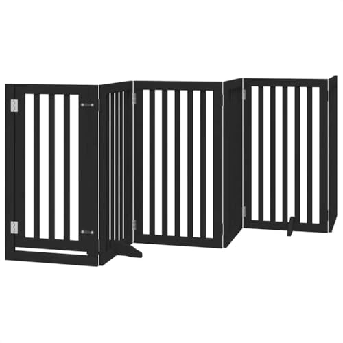 vidaXL Hundetor mit Tür 9-TLG., Absperrgitter Hunde, Treppenschutzgitter mit Füßen, Freistehendes Haustiertor Hundegitter Schutzgitter Faltbar, Schwarz 450cm Pappelholz vidaXL Hundetor mit Tür 9-TLG., Absperrgitter Hunde, Treppenschutzgitter mit Füßen, Freistehendes Haustiertor Hundegitter Schutzgitter Faltbar, Schwarz 450cm Pappelholz von vidaXL
