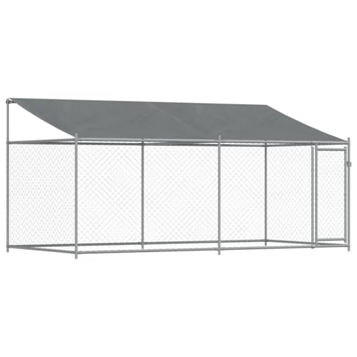 vidaXL Hundezwinger mit Dach und Tür Grau 4x2x2 m Verzinkter Stahl vidaXL Hundezwinger mit Dach und Tür Grau 4x2x2 m Verzinkter Stahl von vidaXL