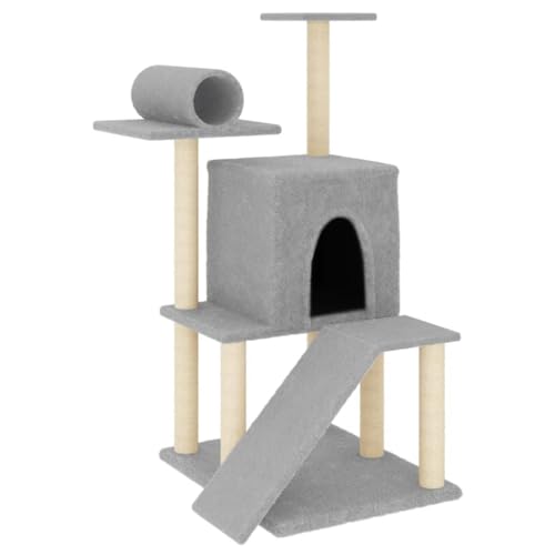 vidaXL Kratzbaum, Katzenbaum mit Sisal-Kratzsäulen Rampe Tunnel Liegeflächen, Kletterbaum Spielbaum für Katzen, Katzenkratzbaum, Hellgrau 110,5cm vidaXL Kratzbaum, Katzenbaum mit Sisal-Kratzsäulen Rampe Tunnel Liegeflächen, Kletterbaum Spielbaum für Katzen, Katzenkratzbaum, Hellgrau 110,5cm von vidaXL