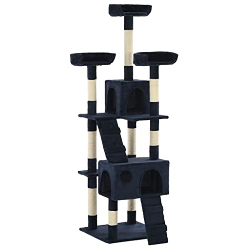 vidaXL Katzenbaum mit Sisal-Kratzstämmen mit 2 Häusern, Aussichtsplattformen, Plüsch-Sitzstangen, Katzen, Haustiere, Stratcher, Turm, Wohnungshaus, 170 cm, Blau vidaXL Katzenbaum mit Sisal-Kratzstämmen mit 2 Häusern, Aussichtsplattformen, Plüsch-Sitzstangen, Katzen, Haustiere, Stratcher, Turm, Wohnungshaus, 170 cm, Blau von vidaXL