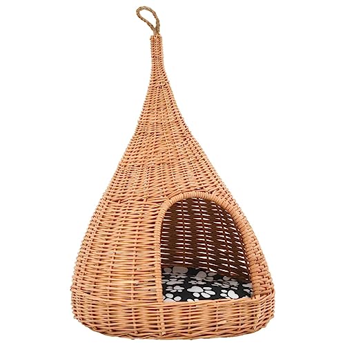 vidaXL Katzenhaus mit Kissen Naturweide Tipi Katzenkorb Katzenhöhle Katzenbett vidaXL Katzenhaus mit Kissen Naturweide Tipi Katzenkorb Katzenhöhle Katzenbett von vidaXL