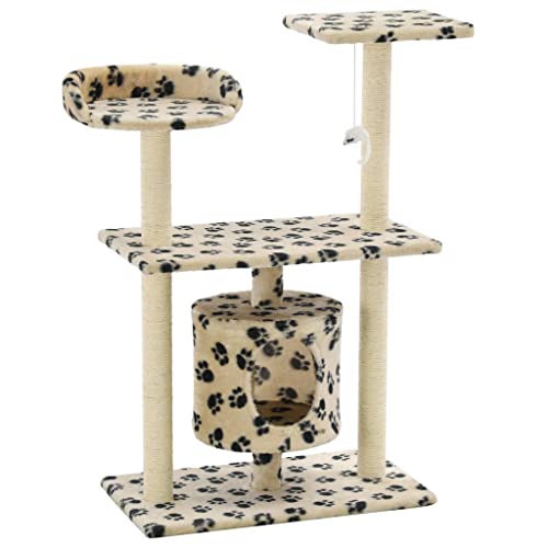 vidaXL Katzenkratzbaum Sisal 95cm Beige Pfoten-Aufdruck Kratzbaum Katzenbaum vidaXL Katzenkratzbaum Sisal 95cm Beige Pfoten-Aufdruck Kratzbaum Katzenbaum von vidaXL