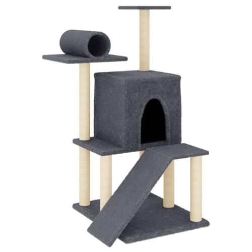 vidaXL Kratzbaum, Katzenbaum mit Sisal-Kratzsäulen Rampe Tunnel Liegeflächen, Kletterbaum Spielbaum für Katzen, Katzenkratzbaum, Dunkelgrau 110,5cm vidaXL Kratzbaum, Katzenbaum mit Sisal-Kratzsäulen Rampe Tunnel Liegeflächen, Kletterbaum Spielbaum für Katzen, Katzenkratzbaum, Dunkelgrau 110,5cm von vidaXL