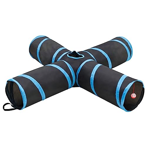 vidaXL Katzentunnel, 4-Wege Tunnel Spieltunnel Faltbar, Interaktives Katzenspielzeug für Kätzchen Welpen Kaninchen Hamster Frettchen, Schwarz Blau Polyester vidaXL Katzentunnel, 4-Wege Tunnel Spieltunnel Faltbar, Interaktives Katzenspielzeug für Kätzchen Welpen Kaninchen Hamster Frettchen, Schwarz Blau Polyester von vidaXL