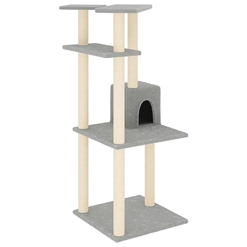 vidaXL Kratzbaum, Katzenbaum mit Sisal Kratzsäulen Plattformen, Katzenkratzbaum Kletterbaum mit weichem Plüsch, Kletterturm Katzenmöbel, Hellgrau vidaXL Kratzbaum, Katzenbaum mit Sisal Kratzsäulen Plattformen, Katzenkratzbaum Kletterbaum mit weichem Plüsch, Kletterturm Katzenmöbel, Hellgrau von vidaXL