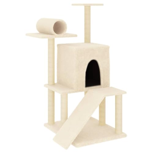 vidaXL Kratzbaum, Katzenkratzbaum mit Sisal-Kratzsäule, Katzenbaum mit Katzenhöhle Plüsch, Kletterbaum für Katzen, Katzenmöbel, Creme 110,5 cm vidaXL Kratzbaum, Katzenkratzbaum mit Sisal-Kratzsäule, Katzenbaum mit Katzenhöhle Plüsch, Kletterbaum für Katzen, Katzenmöbel, Creme 110,5 cm von vidaXL