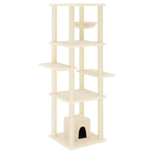 vidaXL Kratzbaum, Katzenkratzbaum mit Sisal-Kratzsäule, Katzenbaum mit Katzenhöhle Plüsch, Kletterbaum für Katzen, Katzenmöbel, Creme 154 cm vidaXL Kratzbaum, Katzenkratzbaum mit Sisal-Kratzsäule, Katzenbaum mit Katzenhöhle Plüsch, Kletterbaum für Katzen, Katzenmöbel, Creme 154 cm von vidaXL