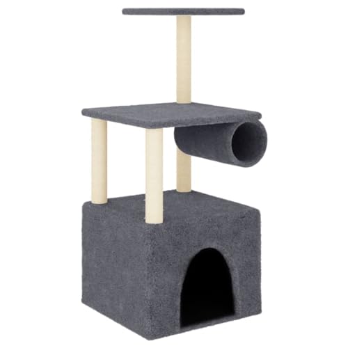 vidaXL Kratzbaum, Katzenkratzbaum mit Sisal-Kratzsäule, Katzenbaum mit Katzenhöhle Plüsch, Kletterbaum für Katzen, Katzenmöbel, Dunkelgrau 109,5 cm vidaXL Kratzbaum, Katzenkratzbaum mit Sisal-Kratzsäule, Katzenbaum mit Katzenhöhle Plüsch, Kletterbaum für Katzen, Katzenmöbel, Dunkelgrau 109,5 cm von vidaXL