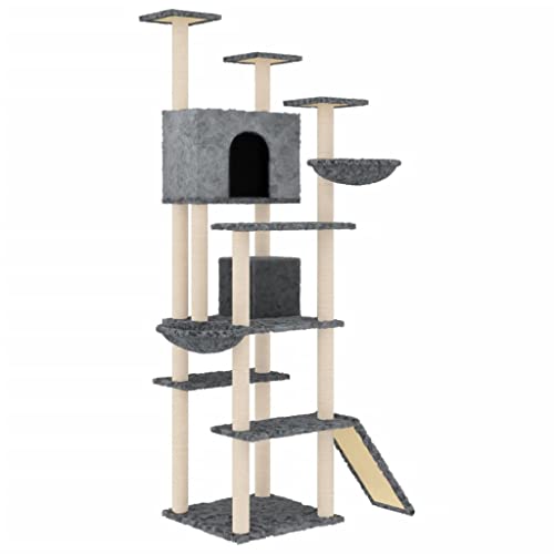 vidaXL Kratzbaum, Katzenkratzbaum mit Sisal-Kratzsäule, Katzenbaum mit Katzenhöhle Plüsch, Kletterbaum für Katzen, Katzenmöbel, Dunkelgrau 191cm vidaXL Kratzbaum, Katzenkratzbaum mit Sisal-Kratzsäule, Katzenbaum mit Katzenhöhle Plüsch, Kletterbaum für Katzen, Katzenmöbel, Dunkelgrau 191cm von vidaXL