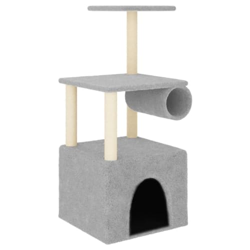 vidaXL Kratzbaum, Katzenkratzbaum mit Sisal-Kratzsäule, Katzenbaum mit Katzenhöhle Plüsch, Kletterbaum für Katzen, Katzenmöbel, Hellgrau 109,5 cm vidaXL Kratzbaum, Katzenkratzbaum mit Sisal-Kratzsäule, Katzenbaum mit Katzenhöhle Plüsch, Kletterbaum für Katzen, Katzenmöbel, Hellgrau 109,5 cm von vidaXL