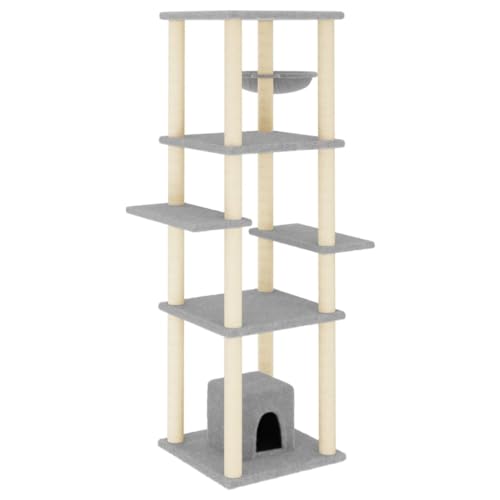 vidaXL Kratzbaum, Katzenkratzbaum mit Sisal-Kratzsäule, Katzenbaum mit Katzenhöhle Plüsch, Kletterbaum für Katzen, Katzenmöbel, Hellgrau 154 cm vidaXL Kratzbaum, Katzenkratzbaum mit Sisal-Kratzsäule, Katzenbaum mit Katzenhöhle Plüsch, Kletterbaum für Katzen, Katzenmöbel, Hellgrau 154 cm von vidaXL