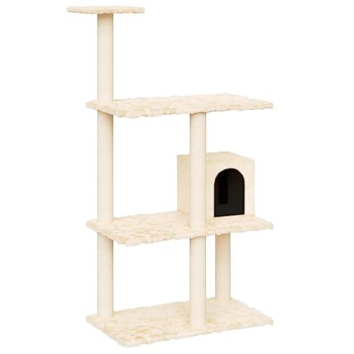 vidaXL Kratzbaum, Katzenkratzbaum mit Sisal-Kratzsäulen, Katzenbaum mit Katzenhöhle Plüsch, Kletterbaum für Katzen, Katzenmöbel, Creme 119 cm vidaXL Kratzbaum, Katzenkratzbaum mit Sisal-Kratzsäulen, Katzenbaum mit Katzenhöhle Plüsch, Kletterbaum für Katzen, Katzenmöbel, Creme 119 cm von vidaXL