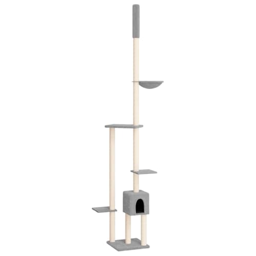 vidaXL Kratzbaum Deckenhoch, Katzenkratzbaum Sisal Verstellbare Kratzsäule, Katzenbaum Plüsch, Kletterbaum für Katzen, Hellgrau 258,5-284,5 cm vidaXL Kratzbaum Deckenhoch, Katzenkratzbaum Sisal Verstellbare Kratzsäule, Katzenbaum Plüsch, Kletterbaum für Katzen, Hellgrau 258,5-284,5 cm von vidaXL