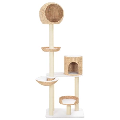 vidaXL Kratzbaum mit Haus 4 Körben Katzenbaum Katzenkratzbaum Kletterbaum Spielbaum für Katzen Katzenmöbel Sisal Seegras Plüsch 180 cm von vidaXL