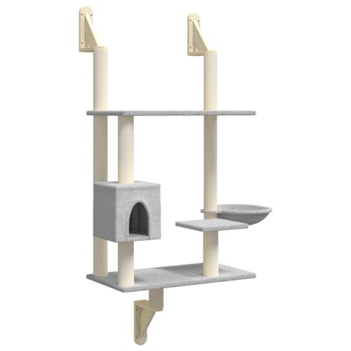 vidaXL Kratzbaum Wandmontage, Kletterbaum mit Kratzsäule Katzenturm, Katzenkratzbaum mit weichem Plüsch, Katzenbaum Spielbaum, Hellgrau vidaXL Kratzbaum Wandmontage, Kletterbaum mit Kratzsäule Katzenturm, Katzenkratzbaum mit weichem Plüsch, Katzenbaum Spielbaum, Hellgrau von vidaXL