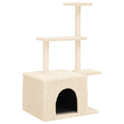 vidaXL Kratzbaum, Katzenkratzbaum mit Sisal-Kratzsäulen, Katzenbaum mit Katzenhöhle Plüsch, Kletterbaum für Katzen, Katzenmöbel, Creme 110cm vidaXL Kratzbaum, Katzenkratzbaum mit Sisal-Kratzsäulen, Katzenbaum mit Katzenhöhle Plüsch, Kletterbaum für Katzen, Katzenmöbel, Creme 110cm von vidaXL