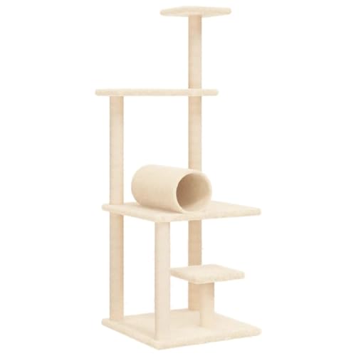 vidaXL Kratzbaum, Katzenkratzbaum mit Sisal-Kratzsäulen, Katzenbaum mit Katzenhöhle Plüsch, Kletterbaum für Katzen, Katzenmöbel, Creme 136cm vidaXL Kratzbaum, Katzenkratzbaum mit Sisal-Kratzsäulen, Katzenbaum mit Katzenhöhle Plüsch, Kletterbaum für Katzen, Katzenmöbel, Creme 136cm von vidaXL