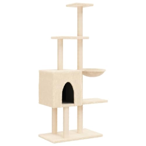 vidaXL Kratzbaum, Katzenkratzbaum mit Sisal-Kratzsäulen, Katzenbaum mit Katzenhöhle Plüsch, Kletterbaum für Katzen, Katzenmöbel, Creme 145cm vidaXL Kratzbaum, Katzenkratzbaum mit Sisal-Kratzsäulen, Katzenbaum mit Katzenhöhle Plüsch, Kletterbaum für Katzen, Katzenmöbel, Creme 145cm von vidaXL