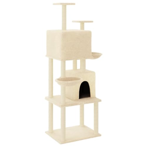 vidaXL Kratzbaum, Katzenbaum mit Sisal Kratzsäulen Kuschelhöhlen, Katzenkratzbaum Kletterbaum mit weichem Plüsch, Kletterturm Katzenmöbel, Creme vidaXL Kratzbaum, Katzenbaum mit Sisal Kratzsäulen Kuschelhöhlen, Katzenkratzbaum Kletterbaum mit weichem Plüsch, Kletterturm Katzenmöbel, Creme von vidaXL