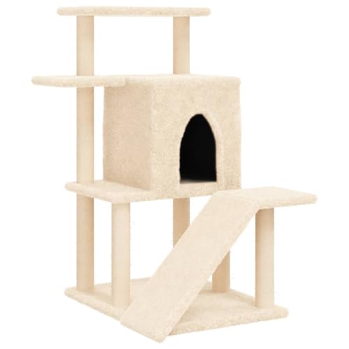 vidaXL Kratzbaum, Katzenkratzbaum mit Sisal-Kratzsäulen, Katzenbaum mit Katzenhöhle Plüsch, Kletterbaum für Katzen, Katzenmöbel, Creme 97cm vidaXL Kratzbaum, Katzenkratzbaum mit Sisal-Kratzsäulen, Katzenbaum mit Katzenhöhle Plüsch, Kletterbaum für Katzen, Katzenmöbel, Creme 97cm von vidaXL