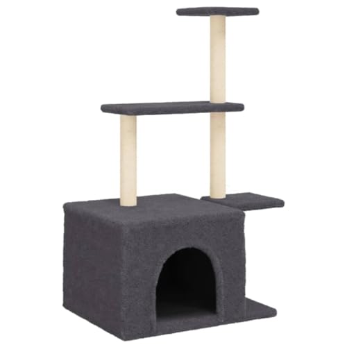 vidaXL Kratzbaum, Katzenkratzbaum mit Sisal-Kratzsäulen, Katzenbaum mit Katzenhöhle Plüsch, Kletterbaum für Katzen, Katzenmöbel, Dunkelgrau 110cm vidaXL Kratzbaum, Katzenkratzbaum mit Sisal-Kratzsäulen, Katzenbaum mit Katzenhöhle Plüsch, Kletterbaum für Katzen, Katzenmöbel, Dunkelgrau 110cm von vidaXL