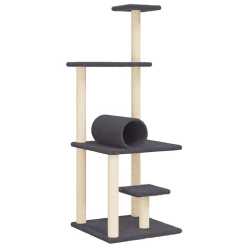vidaXL Kratzbaum, Katzenkratzbaum mit Sisal-Kratzsäulen, Katzenbaum mit Katzenhöhle Plüsch, Kletterbaum für Katzen, Katzenmöbel, Dunkelgrau 136cm vidaXL Kratzbaum, Katzenkratzbaum mit Sisal-Kratzsäulen, Katzenbaum mit Katzenhöhle Plüsch, Kletterbaum für Katzen, Katzenmöbel, Dunkelgrau 136cm von vidaXL