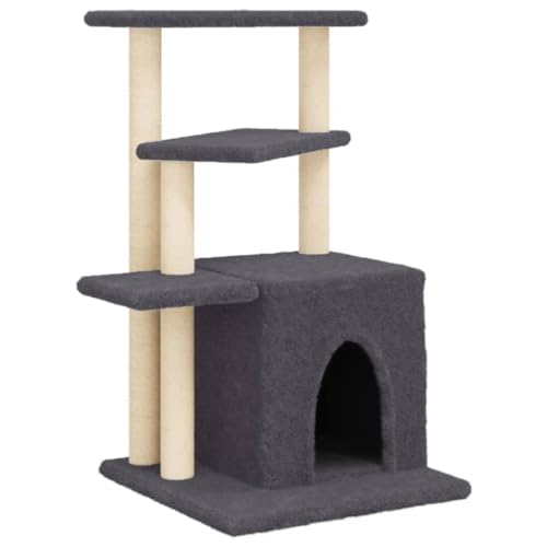 vidaXL Kratzbaum, Katzenbaum mit Sisal Kratzsäulen, Katzenkratzbaum mit weicher Plüsch, Katzenspielturm Katzenturm Katzenmöbel, Dunkelgrau vidaXL Kratzbaum, Katzenbaum mit Sisal Kratzsäulen, Katzenkratzbaum mit weicher Plüsch, Katzenspielturm Katzenturm Katzenmöbel, Dunkelgrau von vidaXL