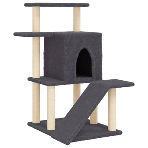 vidaXL Kratzbaum, Katzenkratzbaum mit Sisal-Kratzsäulen, Katzenbaum mit Katzenhöhle Plüsch, Kletterbaum für Katzen, Katzenmöbel, Dunkelgrau 97cm vidaXL Kratzbaum, Katzenkratzbaum mit Sisal-Kratzsäulen, Katzenbaum mit Katzenhöhle Plüsch, Kletterbaum für Katzen, Katzenmöbel, Dunkelgrau 97cm von vidaXL