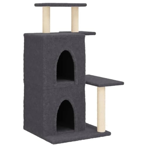 vidaXL Kratzbaum, Katzenkratzbaum mit Sisal-Kratzsäulen, Katzenbaum mit Katzenhöhle Plüsch, Kletterbaum für Katzen, Katzenmöbel, Dunkelgrau 97cm vidaXL Kratzbaum, Katzenkratzbaum mit Sisal-Kratzsäulen, Katzenbaum mit Katzenhöhle Plüsch, Kletterbaum für Katzen, Katzenmöbel, Dunkelgrau 97cm von vidaXL