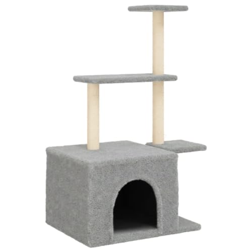 vidaXL Kratzbaum, Katzenkratzbaum mit Sisal-Kratzsäulen, Katzenbaum mit Katzenhöhle Plüsch, Kletterbaum für Katzen, Katzenmöbel, Hellgrau 110cm vidaXL Kratzbaum, Katzenkratzbaum mit Sisal-Kratzsäulen, Katzenbaum mit Katzenhöhle Plüsch, Kletterbaum für Katzen, Katzenmöbel, Hellgrau 110cm von vidaXL
