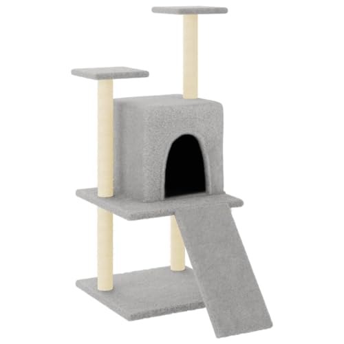 vidaXL Kratzbaum, Katzenbaum mit Sisal Kratzsäulen Katzenhöhle, Katzenkratzbaum Kletterbaum mit weichem Plüsch, Kletterturm Katzenmöbel, Hellgrau vidaXL Kratzbaum, Katzenbaum mit Sisal Kratzsäulen Katzenhöhle, Katzenkratzbaum Kletterbaum mit weichem Plüsch, Kletterturm Katzenmöbel, Hellgrau von vidaXL