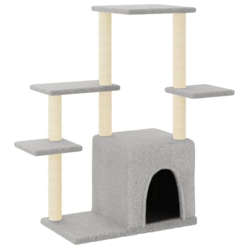 vidaXL Kratzbaum, Katzenbaum mit Sisal Kratzsäulen Plattformen, Katzenkratzbaum Kletterbaum mit weichem Plüsch, Kletterturm Katzenmöbel, Hellgrau vidaXL Kratzbaum, Katzenbaum mit Sisal Kratzsäulen Plattformen, Katzenkratzbaum Kletterbaum mit weichem Plüsch, Kletterturm Katzenmöbel, Hellgrau von vidaXL