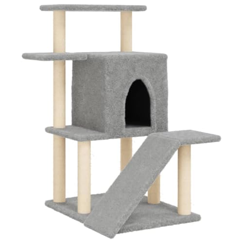 vidaXL Kratzbaum, Katzenkratzbaum mit Sisal-Kratzsäulen, Katzenbaum mit Katzenhöhle Plüsch, Kletterbaum für Katzen, Katzenmöbel, Hellgrau 97cm vidaXL Kratzbaum, Katzenkratzbaum mit Sisal-Kratzsäulen, Katzenbaum mit Katzenhöhle Plüsch, Kletterbaum für Katzen, Katzenmöbel, Hellgrau 97cm von vidaXL