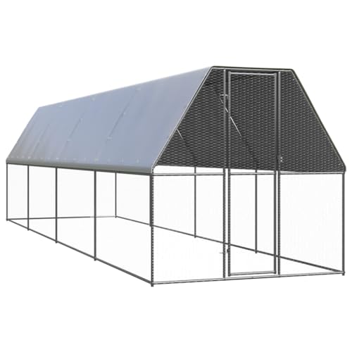 vidaXL Outdoor Hühnerkäfig 2x8x2m Verzinkter Stahl Hühnerstall Freilaufgehege von vidaXL