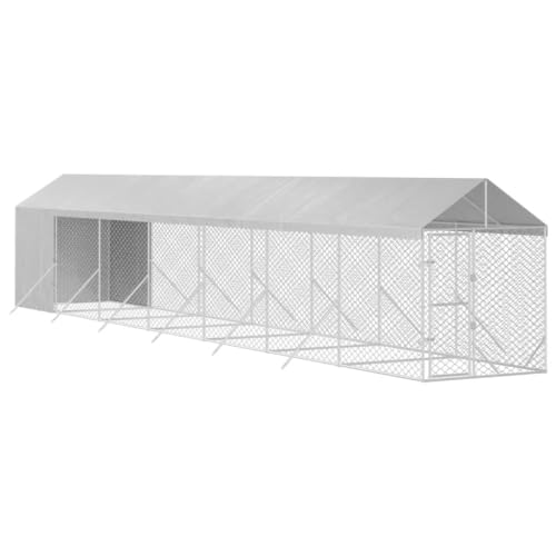 vidaXL Outdoor Hundezwinger, Hundehütte mit Dach, Hundekäfig für den Außenbereich, Hühnerstall Hundezaun Hundeauslauf, Silbern Verzinkter Stahl vidaXL Outdoor Hundezwinger, Hundehütte mit Dach, Hundekäfig für den Außenbereich, Hühnerstall Hundezaun Hundeauslauf, Silbern Verzinkter Stahl von vidaXL