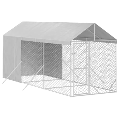 vidaXL Outdoor Hundezwinger, Hundehütte mit Dach, Hundekäfig für den Außenbereich, Hühnerstall Hundezaun Hundeauslauf, Silbern Verzinkter Stahl vidaXL Outdoor Hundezwinger, Hundehütte mit Dach, Hundekäfig für den Außenbereich, Hühnerstall Hundezaun Hundeauslauf, Silbern Verzinkter Stahl von vidaXL