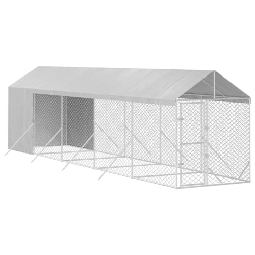 vidaXL Outdoor Hundezwinger, Hundehütte mit Dach, Hundekäfig für den Außenbereich, Hühnerstall Hundezaun Hundeauslauf, Silbern Verzinkter Stahl vidaXL Outdoor Hundezwinger, Hundehütte mit Dach, Hundekäfig für den Außenbereich, Hühnerstall Hundezaun Hundeauslauf, Silbern Verzinkter Stahl von vidaXL