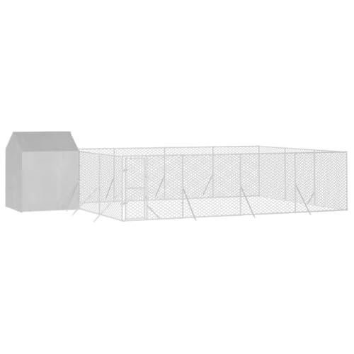 vidaXL Outdoor Hundezwinger, Hundehütte mit Dach, Hundekäfig für den Außenbereich, Hühnerstall Hundezaun Hundeauslauf, Silbern Verzinkter Stahl vidaXL Outdoor Hundezwinger, Hundehütte mit Dach, Hundekäfig für den Außenbereich, Hühnerstall Hundezaun Hundeauslauf, Silbern Verzinkter Stahl von vidaXL