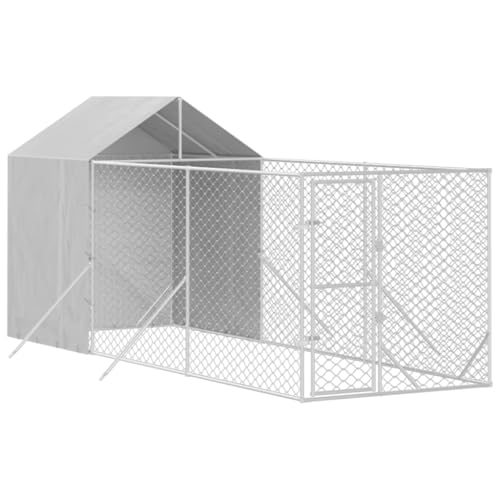 vidaXL Outdoor Hundezwinger, Hundehütte mit Dach, Hundekäfig für den Außenbereich, Hühnerstall Hundezaun Hundeauslauf, Silbern Verzinkter Stahl vidaXL Outdoor Hundezwinger, Hundehütte mit Dach, Hundekäfig für den Außenbereich, Hühnerstall Hundezaun Hundeauslauf, Silbern Verzinkter Stahl von vidaXL