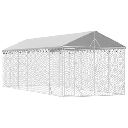 vidaXL Outdoor Hundezwinger, Hundehütte mit Dach, Hundekäfig für den Außenbereich, Hühnerstall Hundezaun Hundeauslauf, Silbern Verzinkter Stahl vidaXL Outdoor Hundezwinger, Hundehütte mit Dach, Hundekäfig für den Außenbereich, Hühnerstall Hundezaun Hundeauslauf, Silbern Verzinkter Stahl von vidaXL