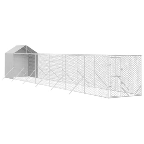 vidaXL Outdoor Hundezwinger, Hundehütte mit Dach, Hundekäfig für den Außenbereich, Hühnerstall Hundezaun Hundeauslauf, Silbern Verzinkter Stahl vidaXL Outdoor Hundezwinger, Hundehütte mit Dach, Hundekäfig für den Außenbereich, Hühnerstall Hundezaun Hundeauslauf, Silbern Verzinkter Stahl von vidaXL