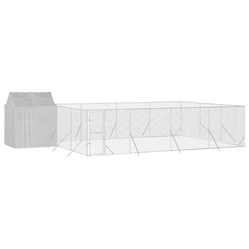 vidaXL Outdoor Hundezwinger, Hundehütte mit Dach, Hundekäfig für den Außenbereich, Hühnerstall Hundezaun Hundeauslauf, Silbern Verzinkter Stahl vidaXL Outdoor Hundezwinger, Hundehütte mit Dach, Hundekäfig für den Außenbereich, Hühnerstall Hundezaun Hundeauslauf, Silbern Verzinkter Stahl von vidaXL