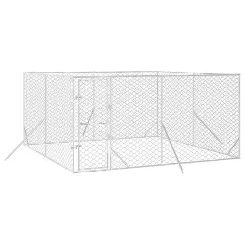 vidaXL Outdoor Hundezwinger, Hundehütte mit abschließbarer Tür, Hundekäfig für den Außenbereich, Hühnerstall Hundezaun Hundeauslauf, Silbern Verzinkter Stahl vidaXL Outdoor Hundezwinger, Hundehütte mit abschließbarer Tür, Hundekäfig für den Außenbereich, Hühnerstall Hundezaun Hundeauslauf, Silbern Verzinkter Stahl von vidaXL